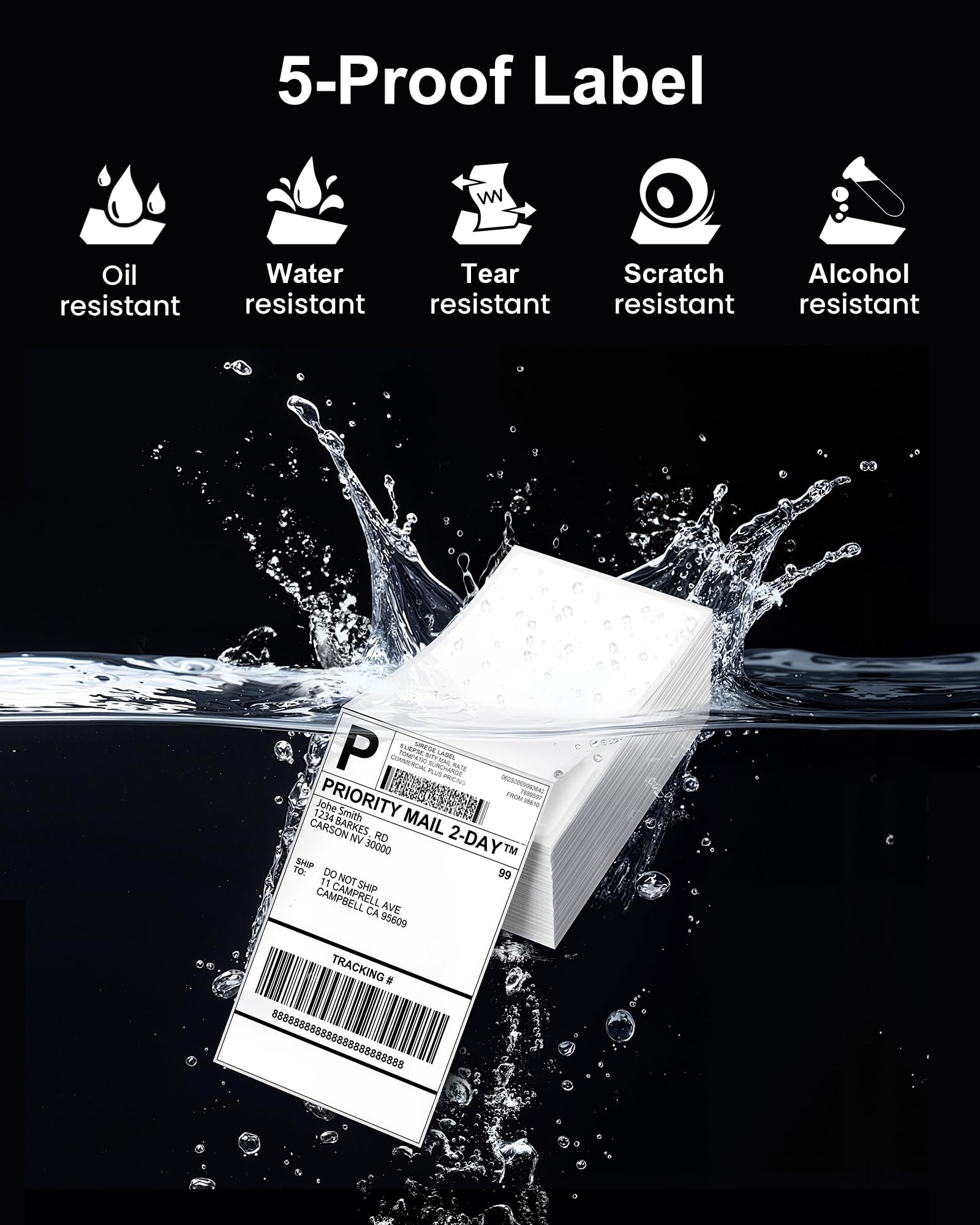Phomemo 4x6 Thermal Label Printer Paper - 500 PCS White 4"x6" Fan-Fold Labels Shipping Supplies Labels - Water/Oilproof Label Stickers - Permanent Adhesive Thermal Shipping Label for Shipping Packages