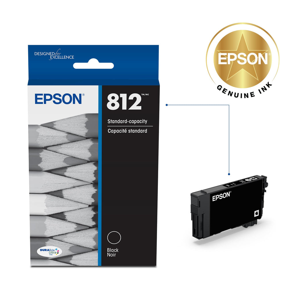 EPSON 812 DURABrite Ultra Ink Standard Capacity Black Cartridge (T812120-S) Works with Workforce Pro WF-7310, 7820, 7840, EC-C7000