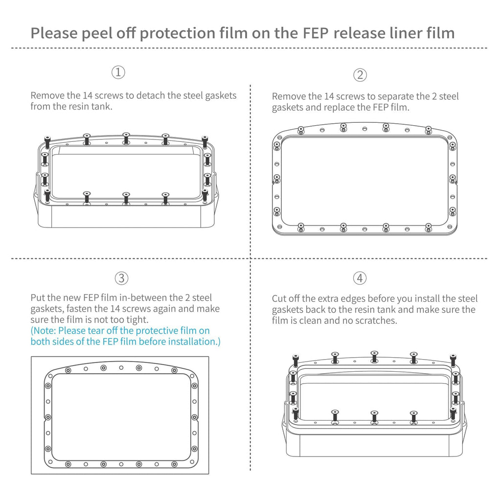 ELEGOO 3PCS FEP Release Film for Mars 4 & Mars 5 & Mars 5 Ultra LCD 3D Printer with 95% Light Transmittance, 206 * 146mm, 0.15mm Thickness