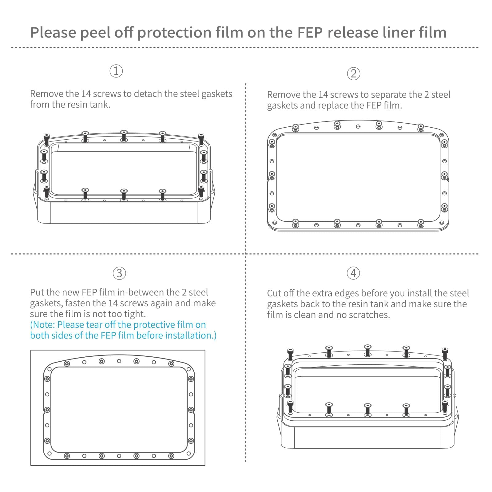 ELEGOO 3PCS FEP Release Film for Mars 4 & Mars 5 & Mars 5 Ultra LCD 3D Printer with 95% Light Transmittance, 206 * 146mm, 0.15mm Thickness