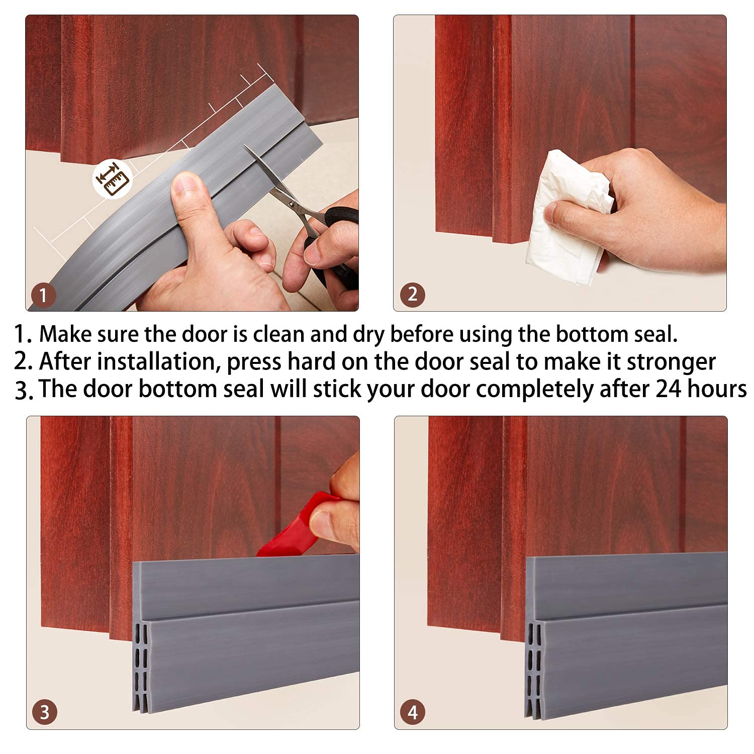 Door Draft Stopper,Under Door Seal for Exterior/Interior Doors, Door Sweep Strip Under Door Draft Blocker, Soundproof Door Bottom Weather Stripping, 2" W x 39" L, (White) (2 Pack, White)