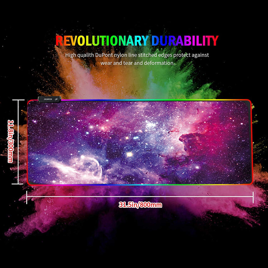 RGB Gaming Mouse Pad - HaiZR 80x30cm Large LED Glowing Keyboard Mouse Pad with 12 Light Modes, Non-Slip Rubber Extended Mousepad Mat for Keyboard,Laptop,Desktop