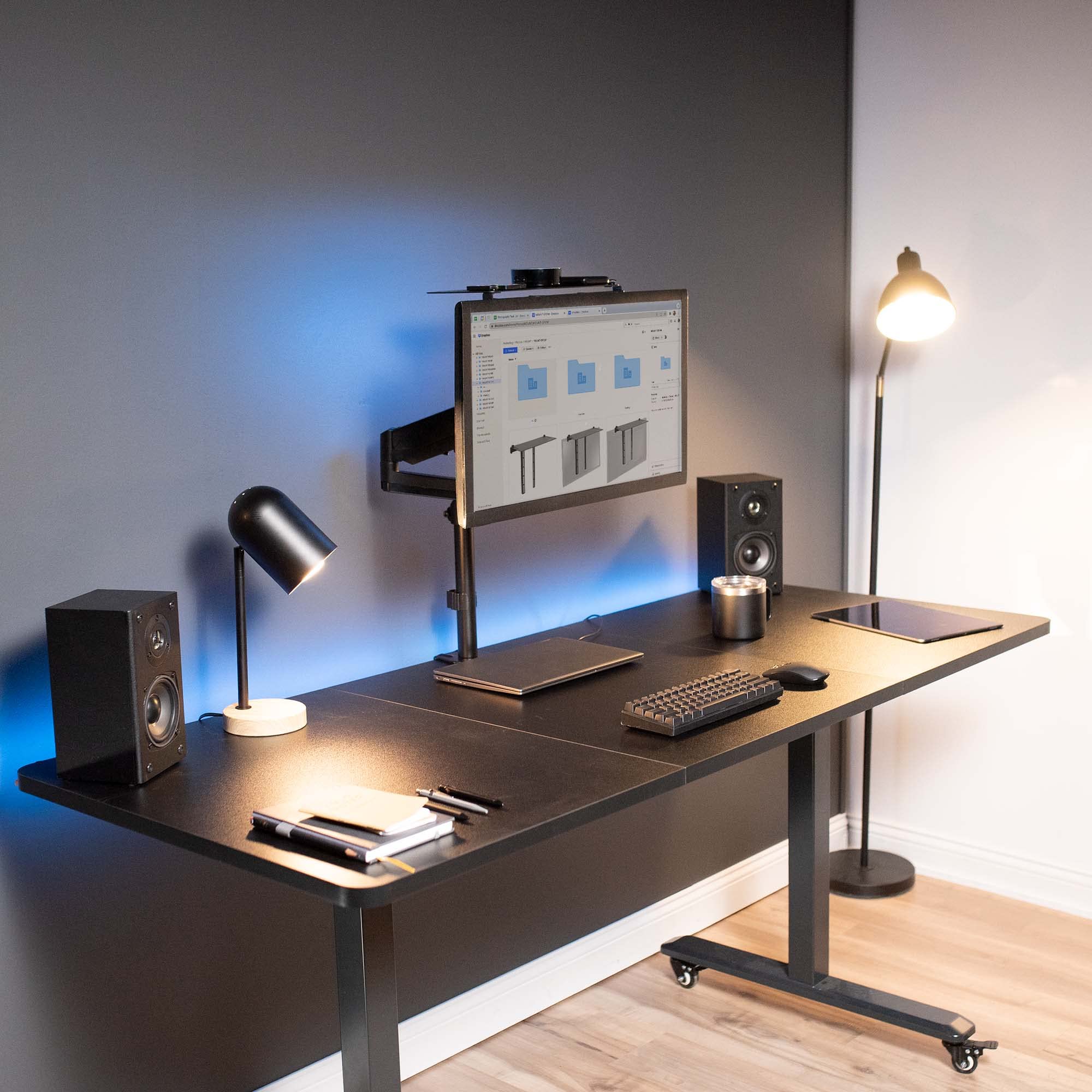 VIVO 13 inch Over Under VESA Monitor Shelf Mount, Holds Media Devices, Speakers, Routers, and More, Fits VESA 75mm, 100mm, 200mm, Black, MOUNT-SF01M