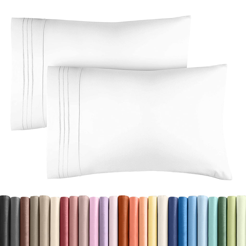 King Pillow Cases Set of 2 - Hotel Quality Queen Pillowcase Covers - Ultra-Soft, Comfortable, Cozy Bedding for Women, Men, Kids & Teens - Wrinkle Free & Machine Washable - White (No Pillows Included)