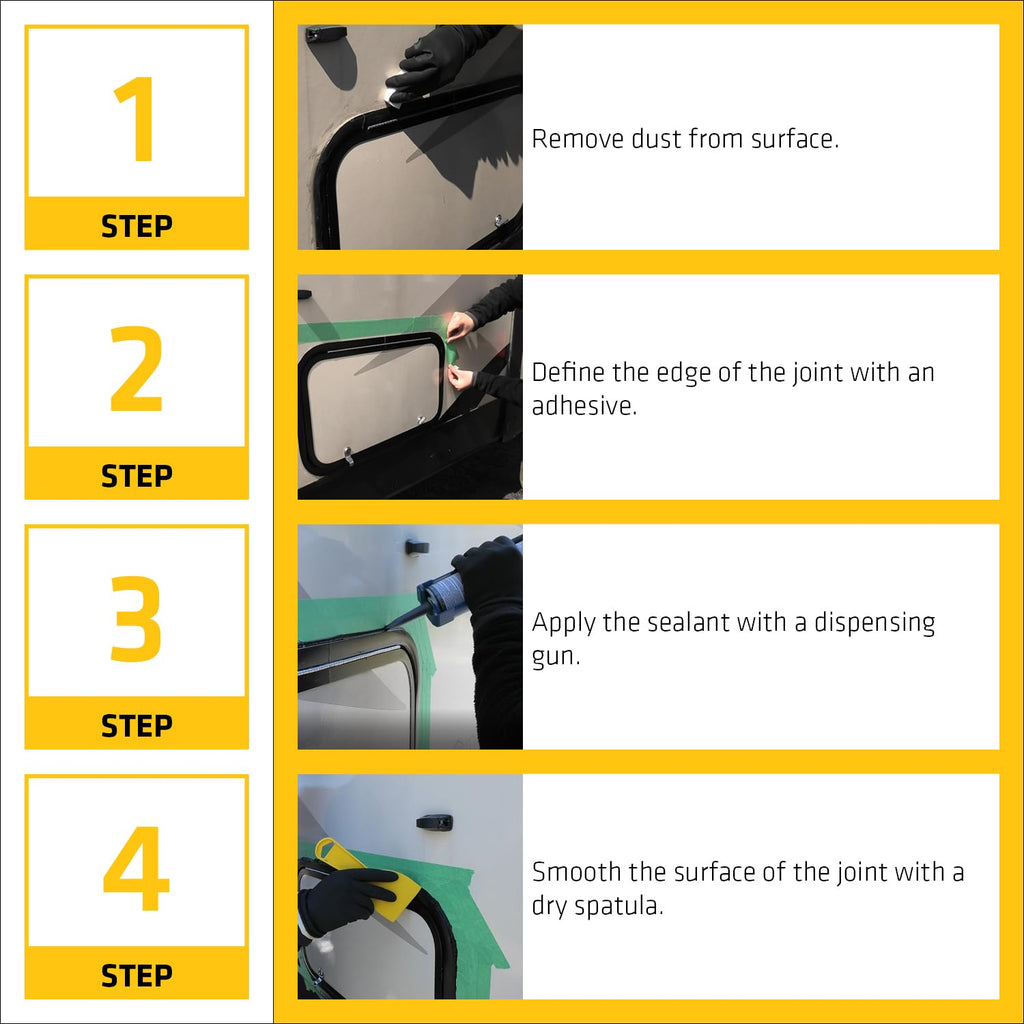 SIKA - Multi-Purpose sealant and Adhesive - Sikaflex-221 - Black - Ideal for RV and Motorhome Repair - Permanent - Weather Resistant - Paintable - 300 mL