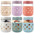 Overnight Oats Jar with Silicone Sleeves,6-Pack 16OZ Glass Jar,Airtight BPA-Free Overnight Oats Containers with Lids, Mason jars Meal Prep Jars for Chia Pudding, Yogurt, Snacks,Leak-Proof(500 ml)