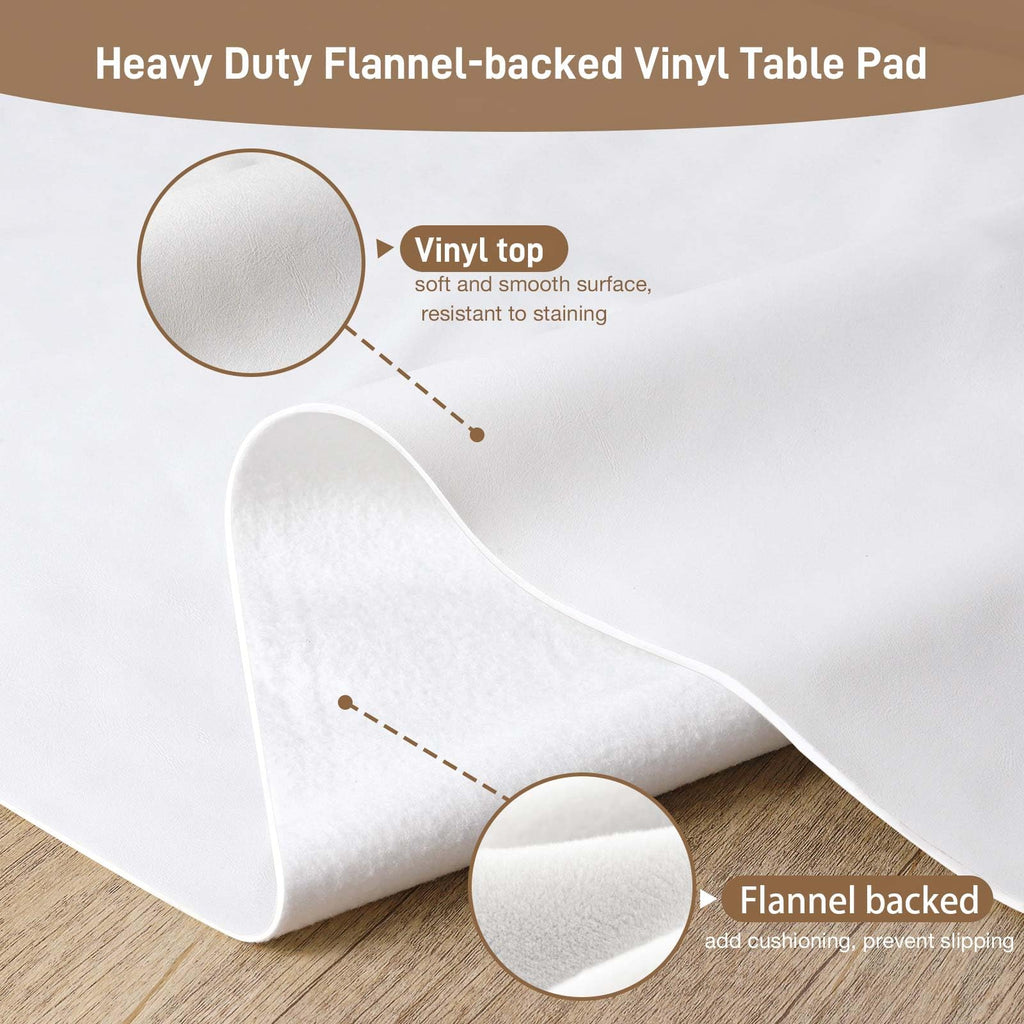 Table Protector Pad with Flannel Backing, Heavy-Duty Vinyl Table Padding Under Tablecloth, Waterproof, Heat Resistant, 108 x 54 inches, Rectangular