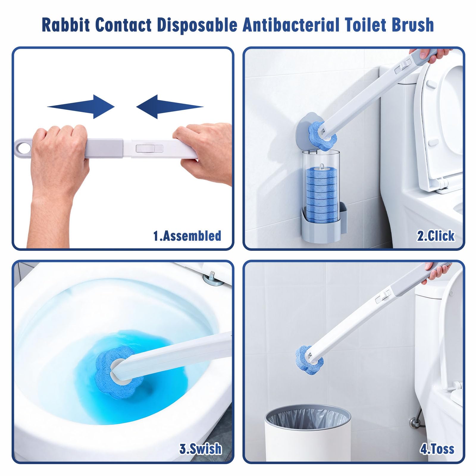 Disposable Toilet Brush,36pcs Wand Cleaner Refills,Wall Mounted Toilet Bowl Brush Holder Set Toilet Cleaning System for Bathroom Cleaning