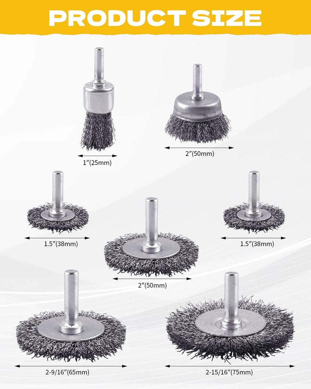 AOKLIT 21 Pack Carbon Steel Wire Brush,With1/4 Inch Round Shank,for Cleaning Rust, Stripping and Abrasive