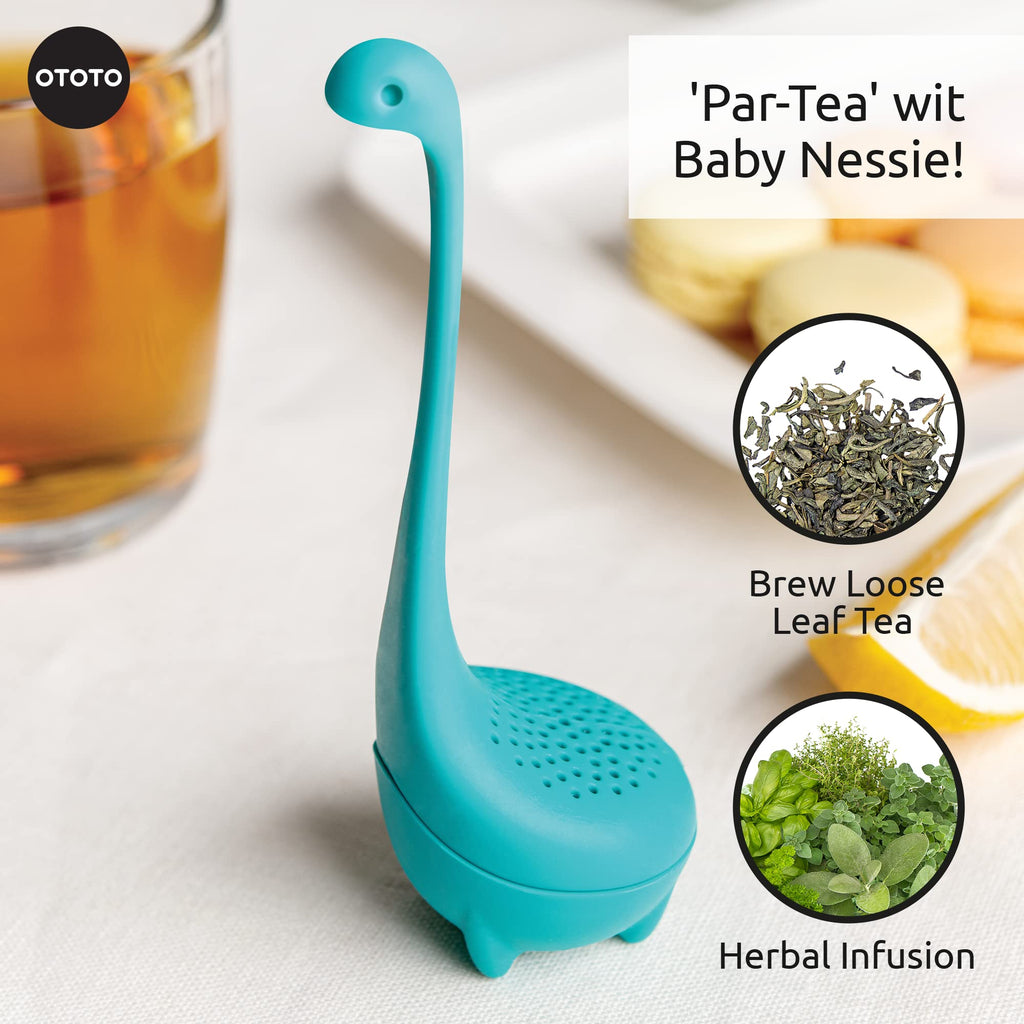 Silicone Tea Infuser by OTOTO - Dinosaur Tea Steeper, Tea Accessories, Loose Leaf Tea Infuser, Tea Strainer, Cute Gifts, Infuseur à Thé (Turquoise)