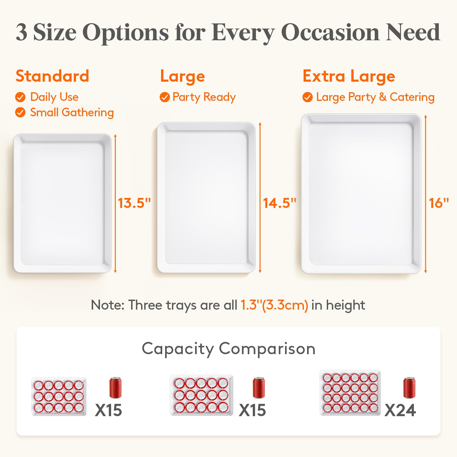 Lifewit Plastic Serving Tray, Serving Platters for Party, BPA Free Reusable Food Tray for Snacks, Food, Cookies, Set of 4, 14.45" x 9.45"