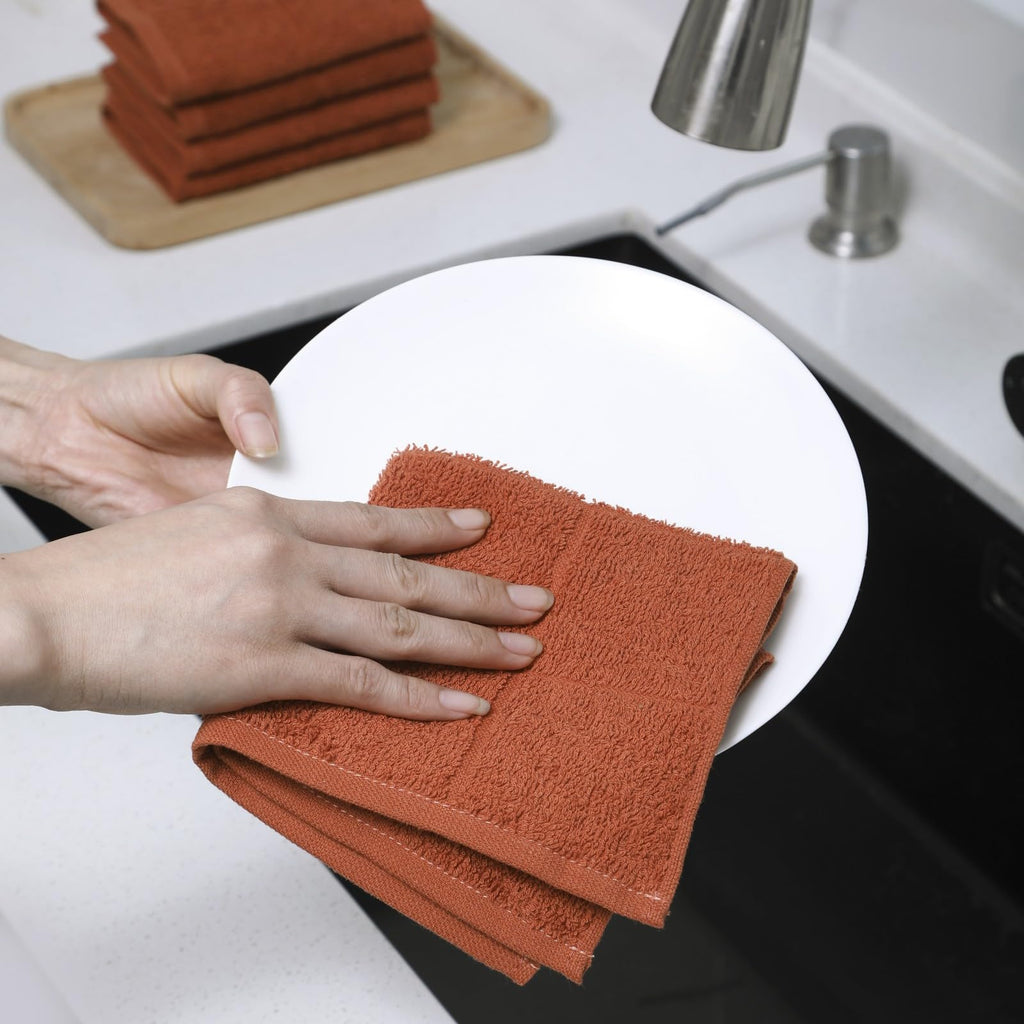 Glynniss Dishcloths Kitchen Highly Absorbent Dish Rags 100% Cotton Dish Cloths for Washing Dishes, Cleaning (11 x 11 Inches, 12 pcs, White)
