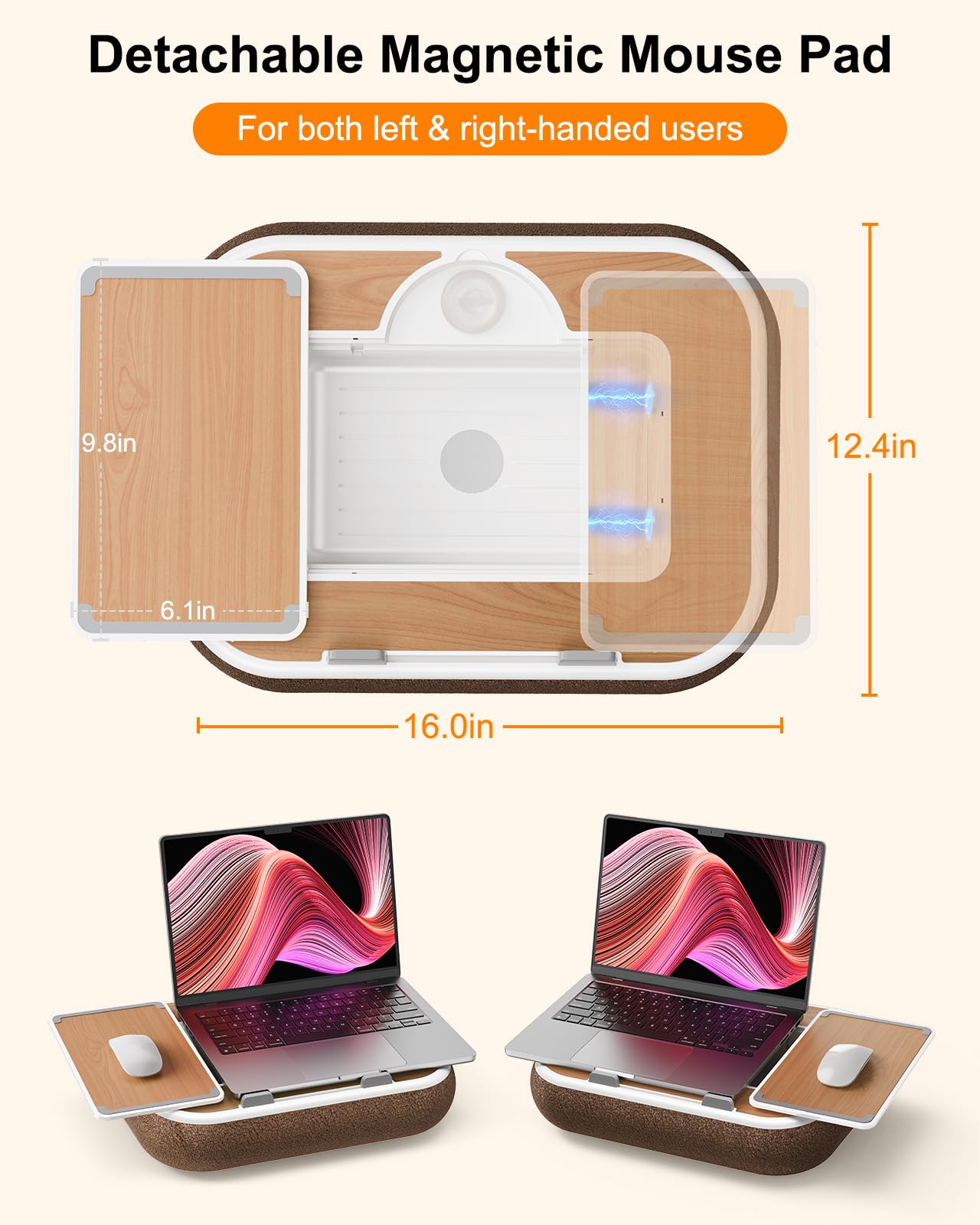 Nauttxon Lap Desk with Storage Cushion Washable - Portable Magnetic Mouse Pad - with Scented Cotton Pads - Multi-Functional Lap Desk for Home Office Couch Bed -Fits Up to 15 Inch Laptop
