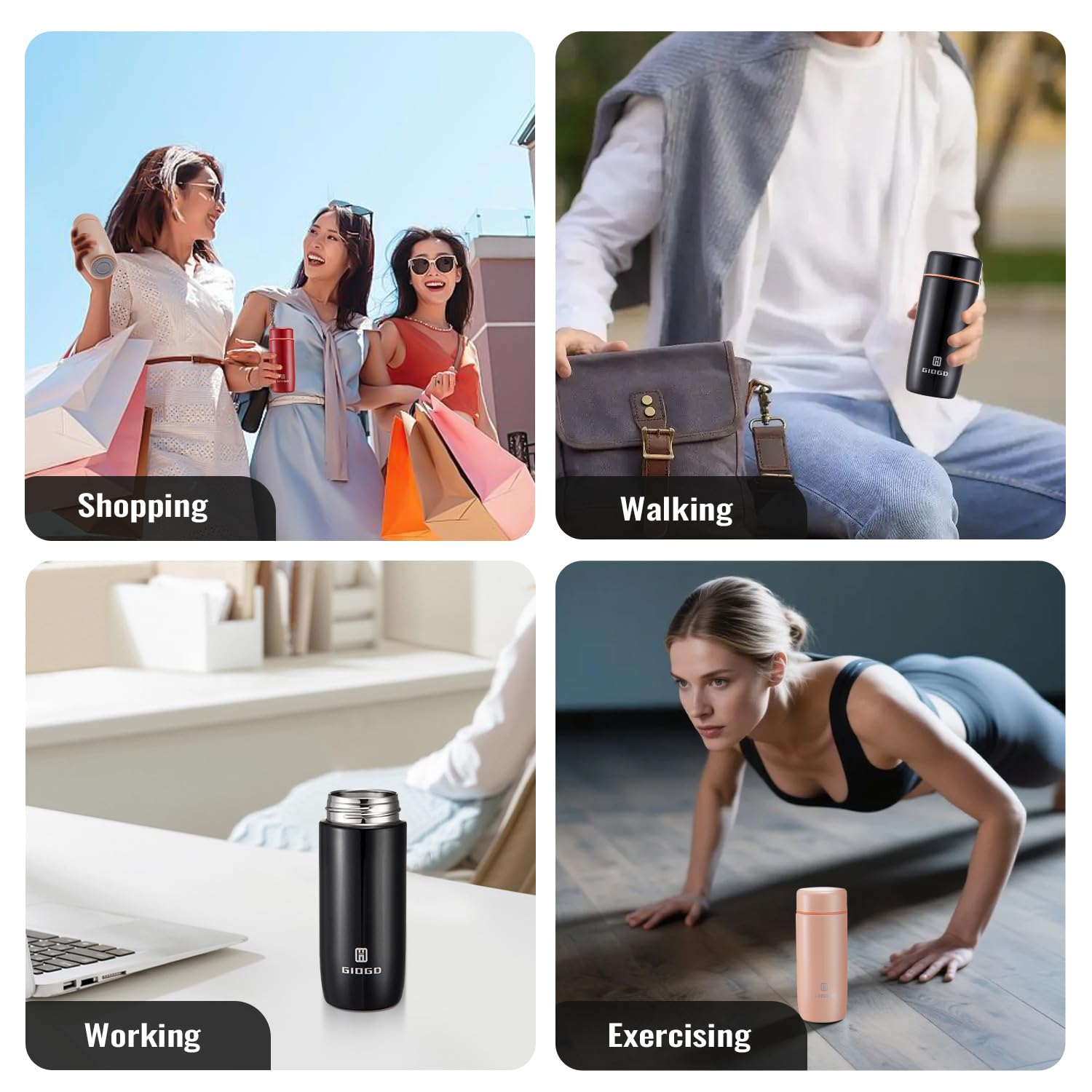 Small Stainless Steel Water Bottles Small Thermo Bottle 200ml/6.8oz mini Thermo Flask Vacuum Insulated Thermal Water Bottle Thermo for Hot and Cold Drinks Water Coffee Perfect for Purse (Black)