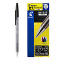Pilot - BP-SF - Refillable Ballpoint Pen Fine point - Crystal Plastic Body with Cap - Black - Set of 12