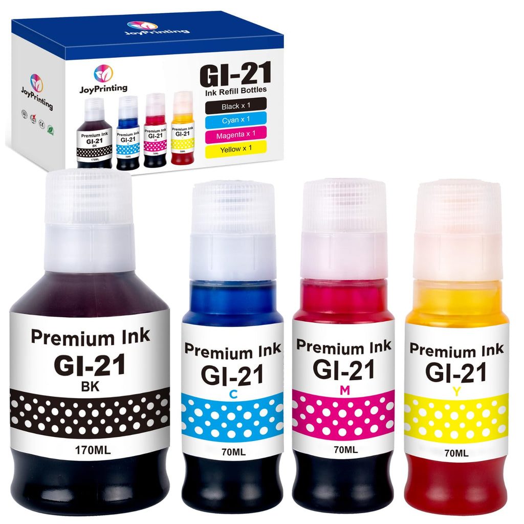 JoyPrinting GI-21 Ink Bottles Compatible for 21 GI-21 GI21 Ink Refill Bottles G3270 G3260 Ink Bottles Work for G3270 G3260 G3290 G3272 G4280 G4270 G2270 G2260 G1220 G1230