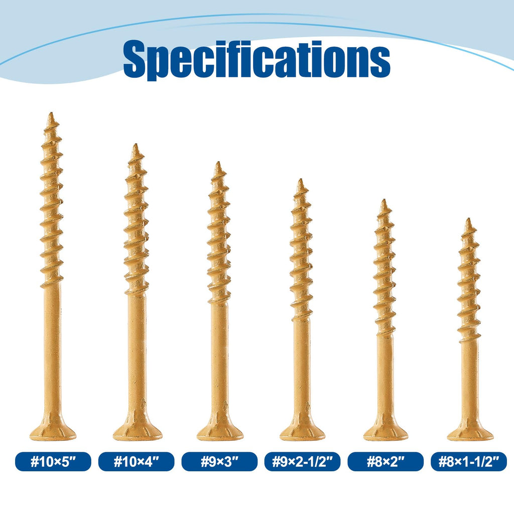 ANCHOREASE Wood Screws #8×1-1/2″, 300 Pcs, Deck Screws, Rust Resistant, Exterior Epoxy Coated, Outdoor Decking Screws, Torx/Star Drive Head Deck Screw, 2 Pcs T25 Star Bit Included, Tan