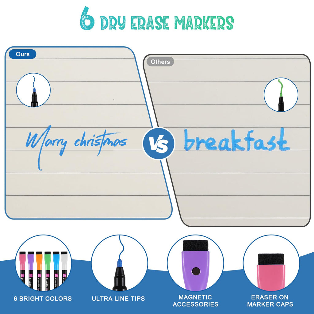 Fridge Black Whiteboard Calendar Set (3-Pack) - Magnetic Weekly Board, Refrigerator Planner Calendar, List and 6 Markers - Reward Chore Chart for Kids, Teens, Adults, Family