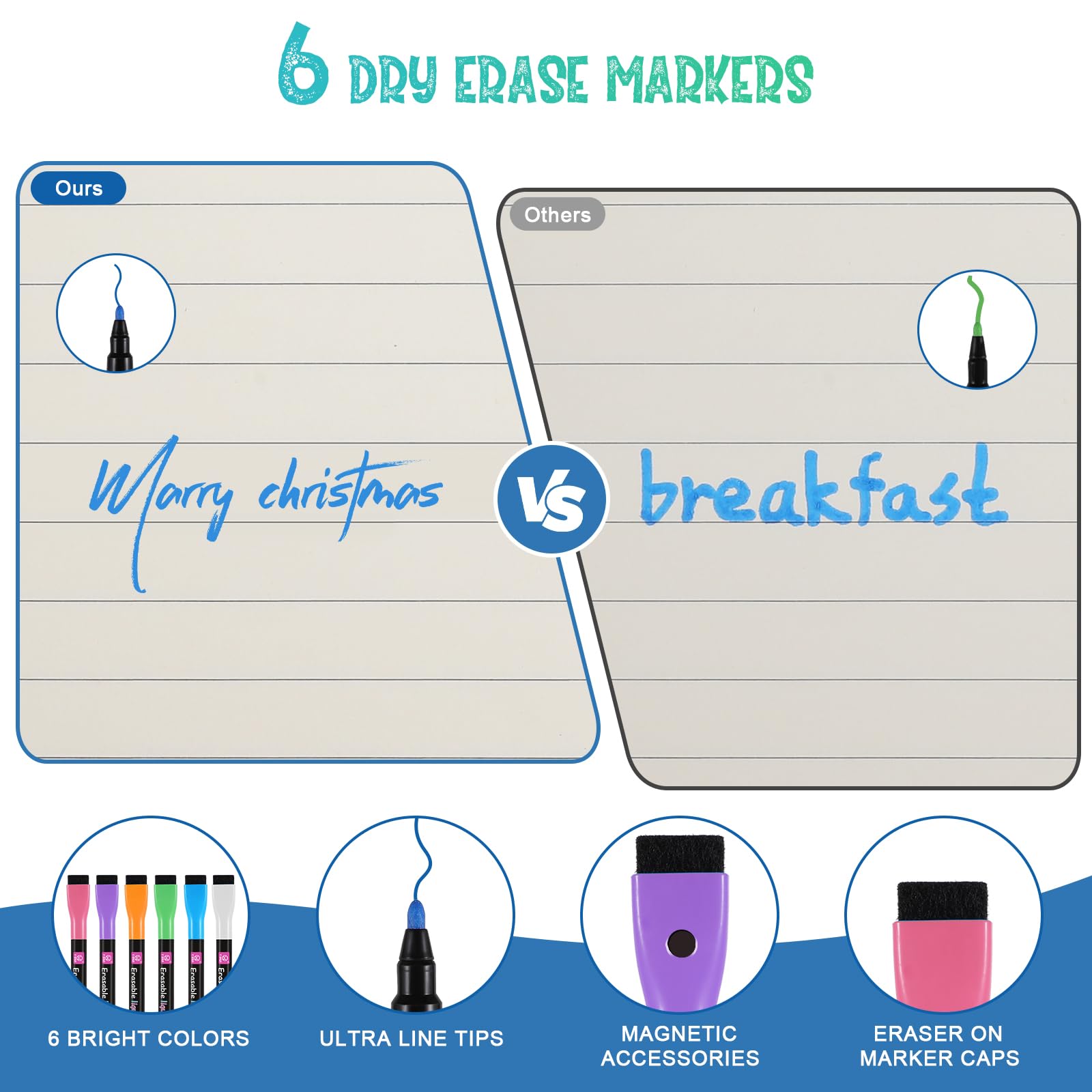 Fridge Black Whiteboard Calendar Set (3-Pack) - Magnetic Weekly Board, Refrigerator Planner Calendar, List and 6 Markers - Reward Chore Chart for Kids, Teens, Adults, Family