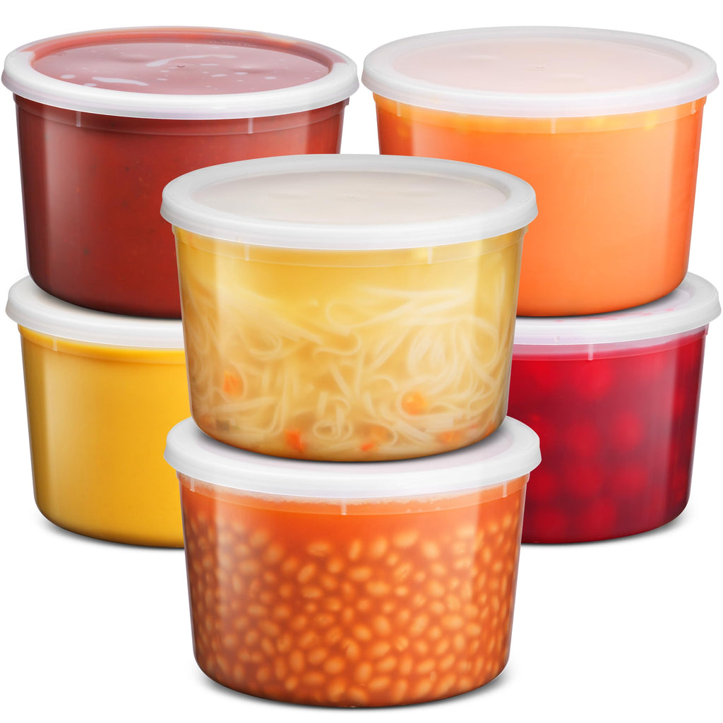 64 oz Food Storage Containers with Lids Pack of 6, Half Gallon Round Plastic Deli Container with Leak-Proof Lid, BPA-Free, Freezer, Dishwasher & Microwave Safe