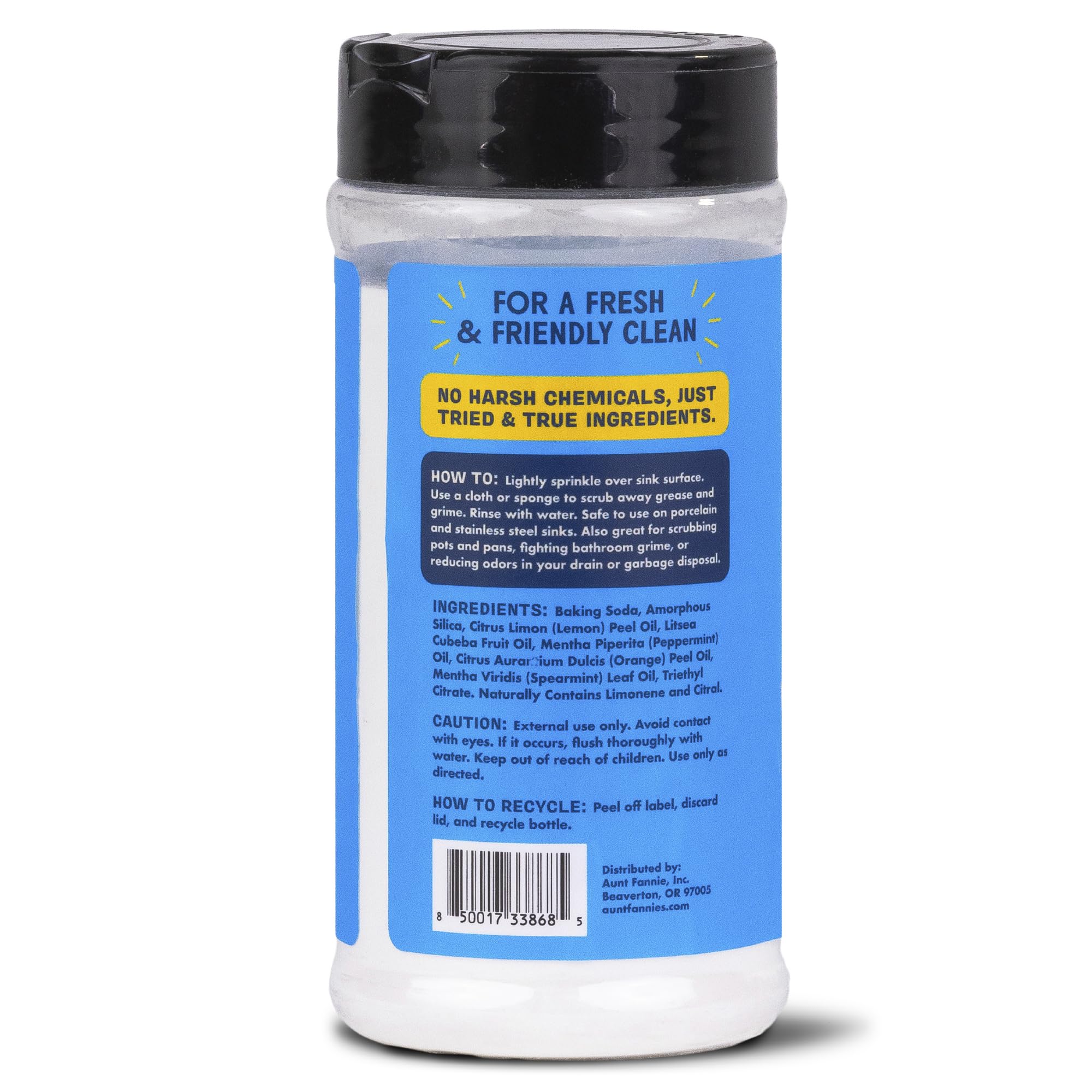 Aunt Fannie's Sink Refresher, Bright Lemon Powder Scrub and Odor Minimizer for Sinks, Drains and Garbage Disposals, 16 Ounces (Pack of 1)