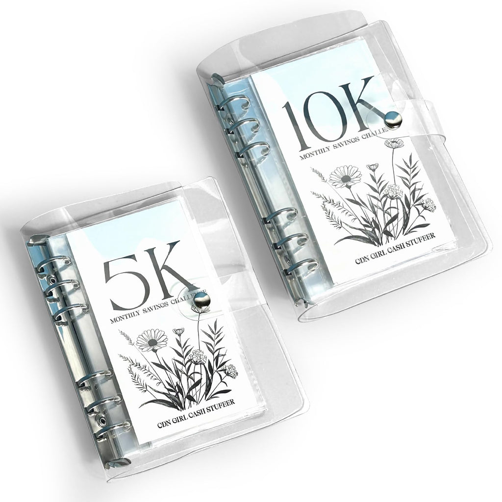 12 Month Envelope Money Saving Challenge Binder, 12 Month Savings Challenge, 2Pcs Money Saving Budget Binder with Cash Envelopes, Reusable Saving Budget Binder, Easy and Funny Way to Save 10K Dollars