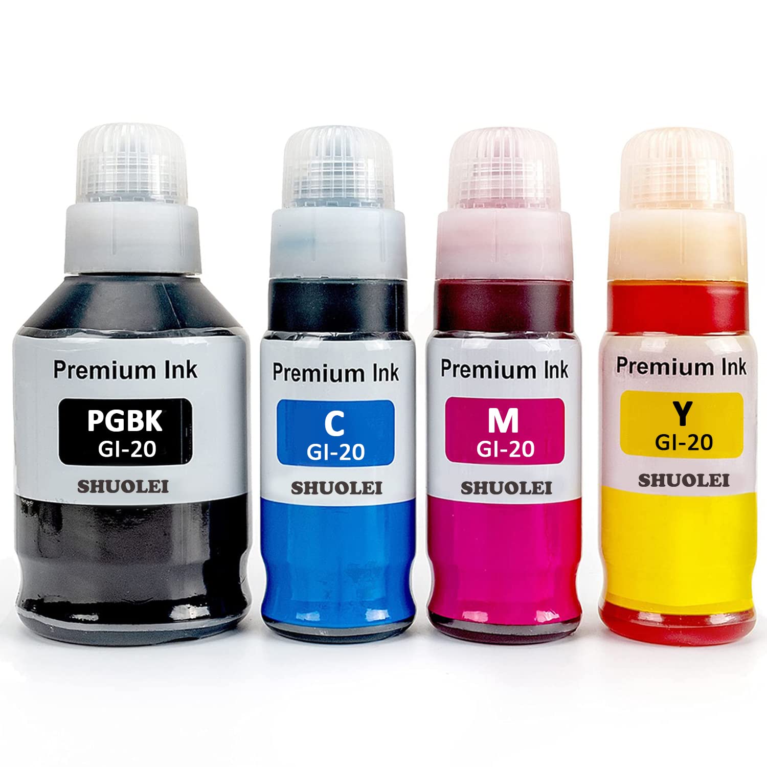 GI20 Ink G6020 G7020 Ink Refill Replacement for Canon gi-20 Ink Bottle for Canon G6020 G7020 G5020 Printers Ink Refill 4 Bottle, Black Cyan Magenta Yellow