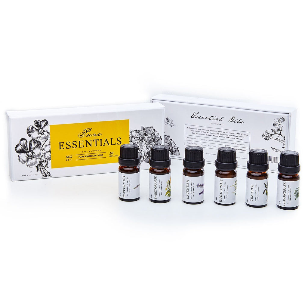 Essential Oils by Pure Essentials 100% Pure Oils kit- Top 6 Aromatherapy Oils Gift Set-6 Pack, 10Ml