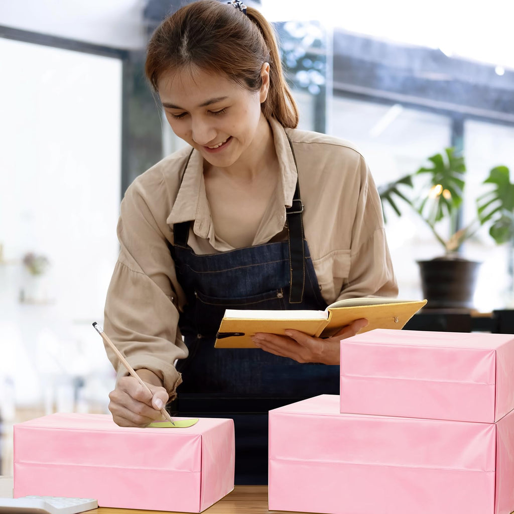 UCGOU 100 Pack Light Pink Poly Mailers Variety Size Pack, 10x13 Inch & 12x15.5 Inch & 14.5x19 Inch &19x24 Inch, 25 PCS Each Shipping Bag, Self-Sealing Adhesive Mailer Assorted Size for Small Business