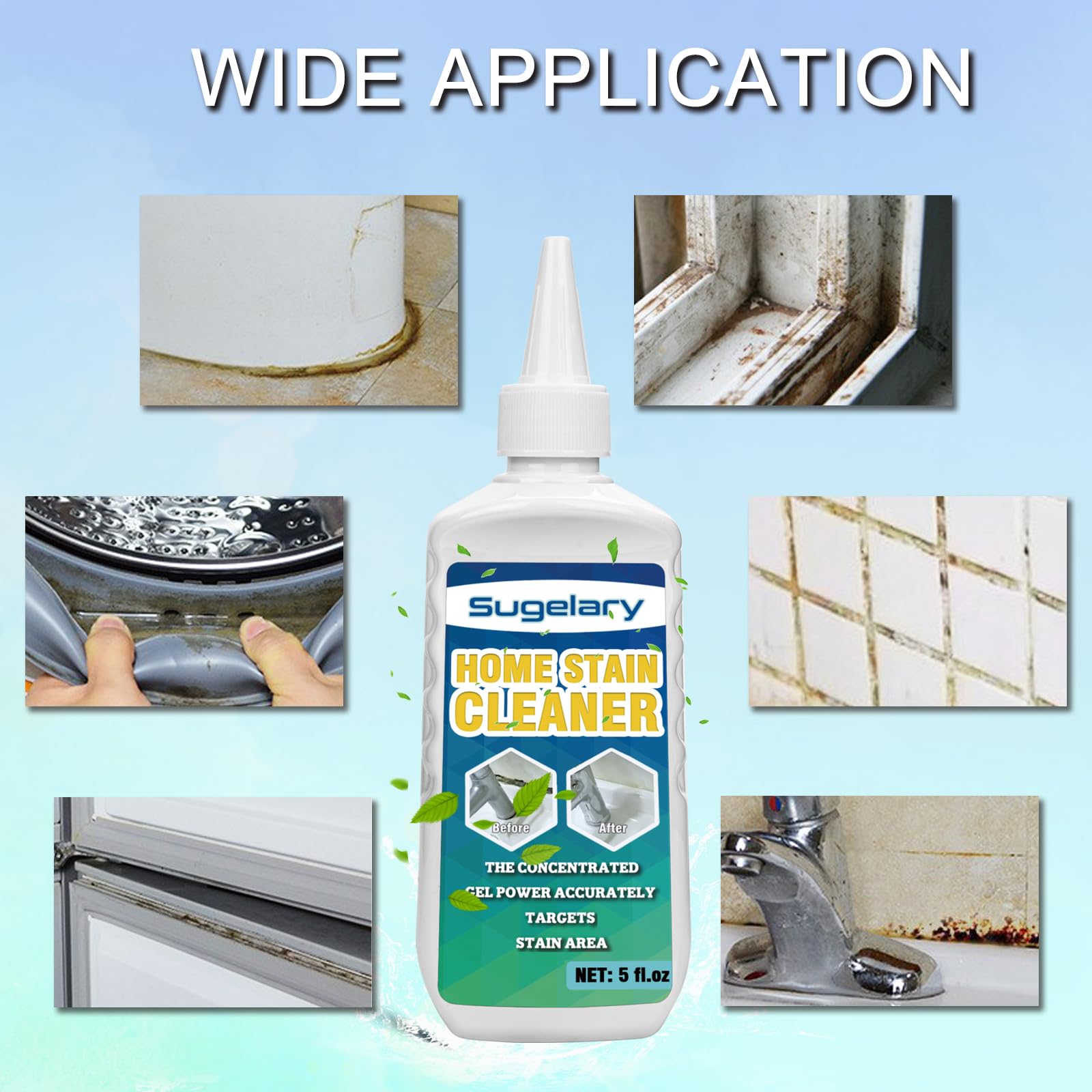 Mould Stains Cleaning Gel, 5 fl.oz Thick Gel for Grout, Tile, Washing Machine Seals, Bathroom and Kitchen Surfaces, Grout Cleaner Gel Suitable for Bathrooms, Kitchens, Tiles