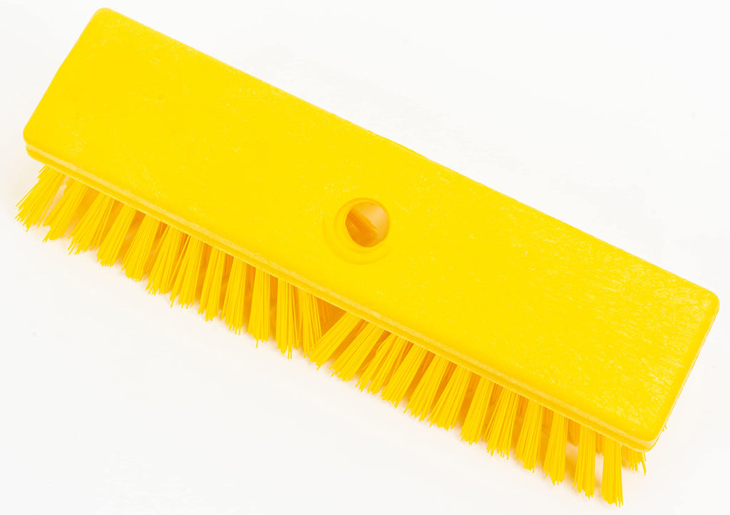 Sparta Deck Scrub Head, Heavy Duty Brush with Stiff Bristles for Cleaning Outdoors, 10" Long, 1 Count, Yellow