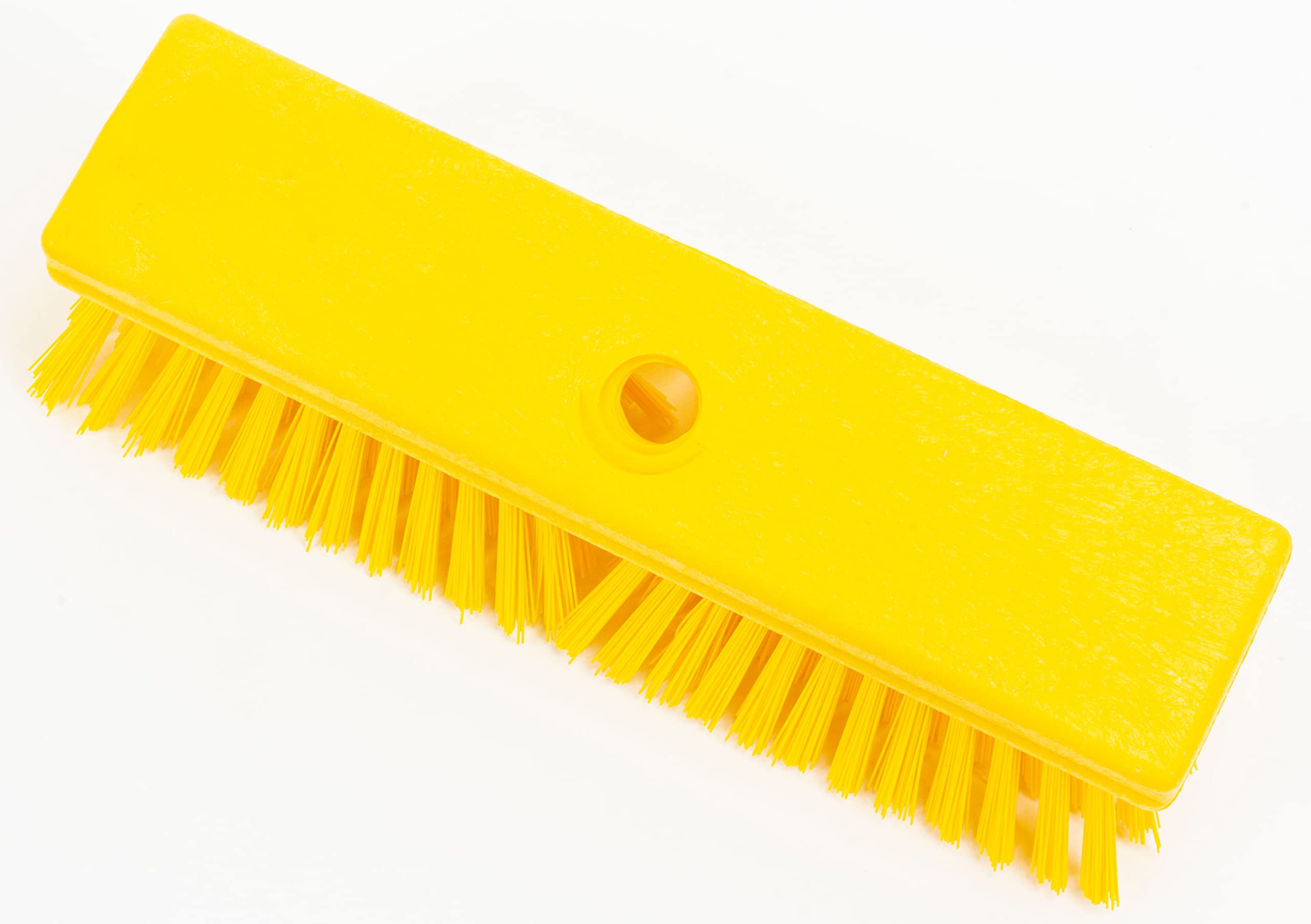 Sparta Deck Scrub Head, Heavy Duty Brush with Stiff Bristles for Cleaning Outdoors, 10" Long, 1 Count, Yellow