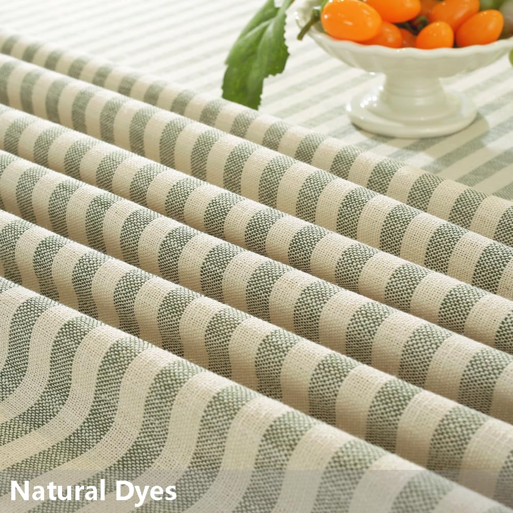 TruDelve Round Table Cloths 60 Inch Green Striped Cloth Tablecloths Spring Outdoor Picnic Table Cloth Round Cover (Green,60",Round)