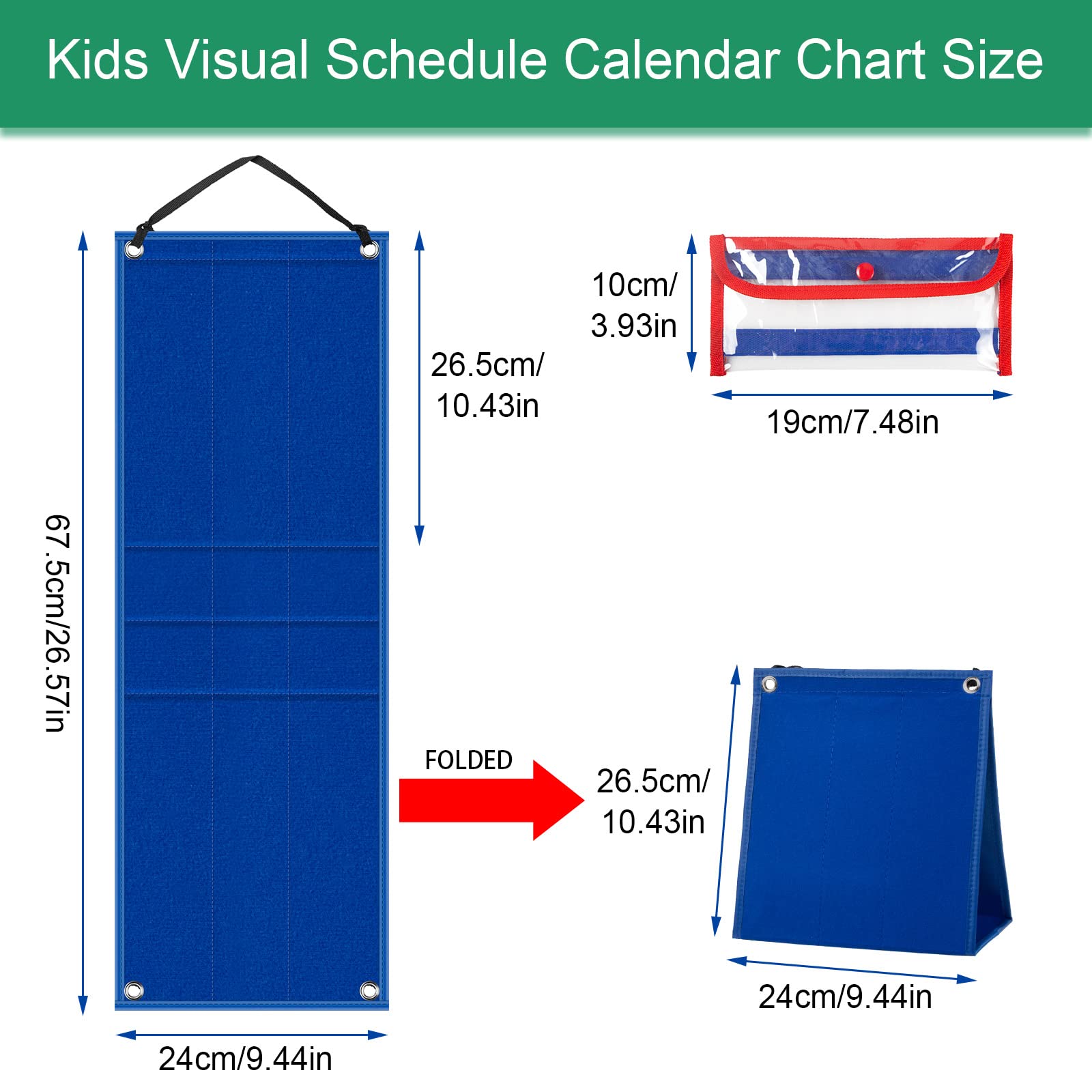 KIKIGOAL Kids Visual Schedule Calendar Chart, 2 in 1 Autism Daily Chore Routine Chart with 70 Cards Autism Learning Materials Kids Visual Behavioral Tool Wall Planner for Home School