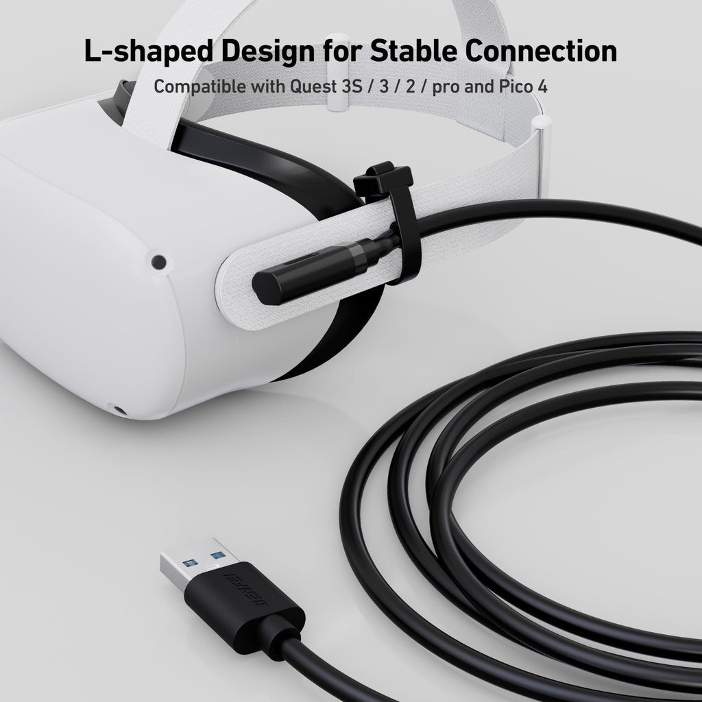 BENFEI Link Cable 16 FT Compatible with Oculus/Meta Quest 3, Quest2/Pro/Pico 4 Accessories and PC/SteamVR, High Speed PC Data Transfer, USB 3.0 to USB C Cable for VR Headset