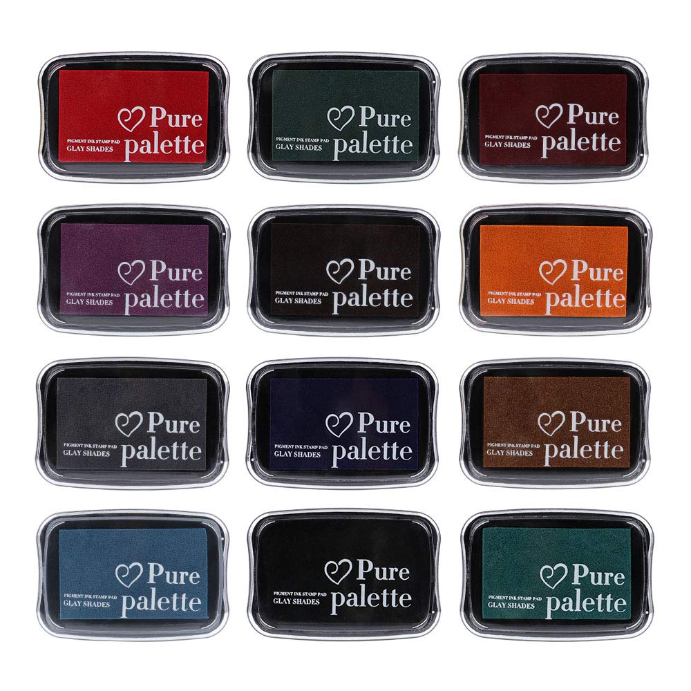 Dizdkizd Ink Pad Set, European Vintage Color Pigment Ink Pad, 12 Colors High Ink Quantity Stamp Pads for Rubber Stamps, Paper, Scrapbooking, Wood Fabric and Craft Supplies