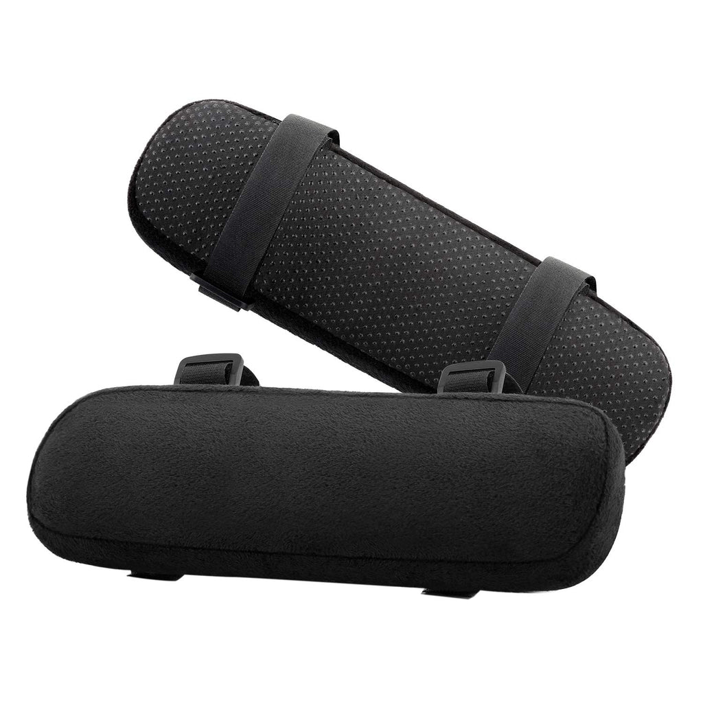 MoKo Chair Armrest Pads, Set of 2 Office Ergonomic High Density Foam Soft Elbow Pillow Cushion for Forearm Pressure Relief Adjustable Universal Padded Chair Armrest Cover - Black