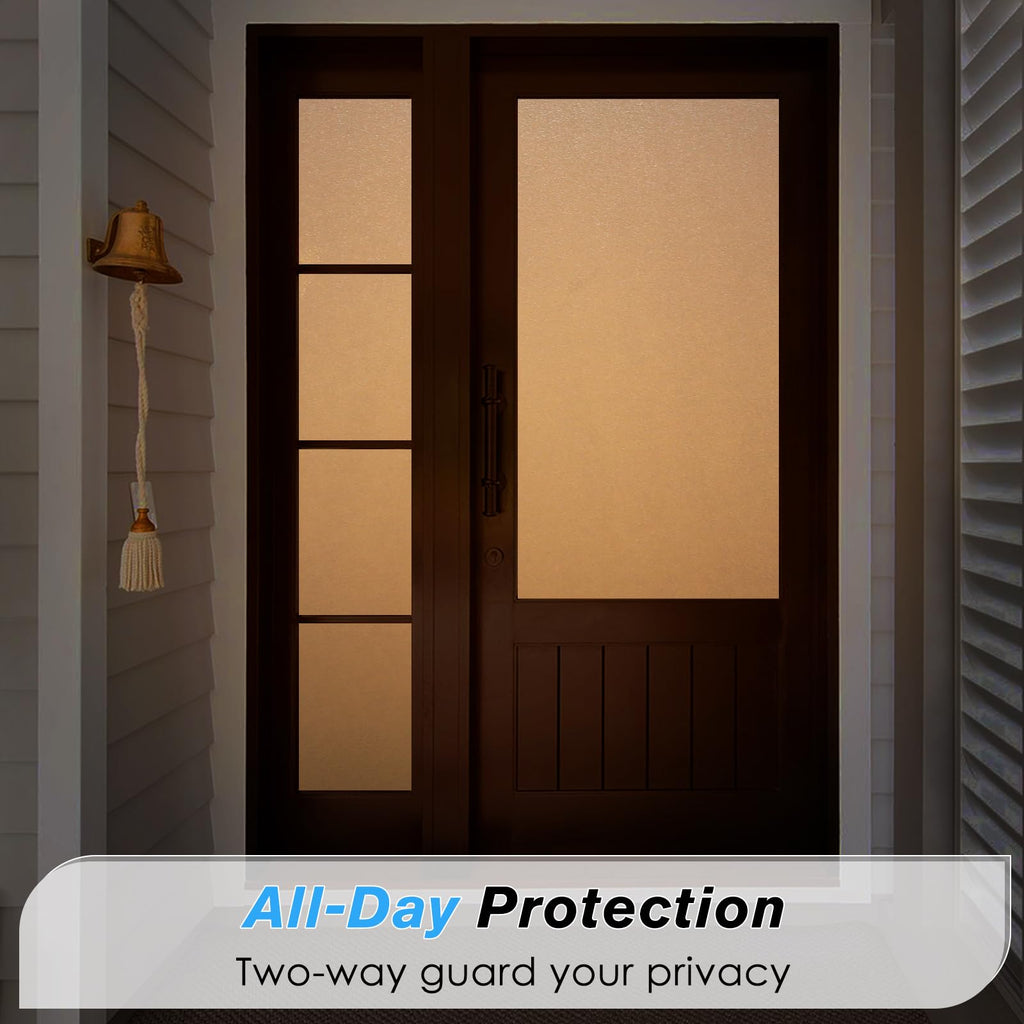 Haton Window Films for Privacy, Static Cling Frosted Glass Film, Sun Heat Blocking Privacy Window Tint, Anti-Glare Removable Frosting Sticker Covering for Home Bathroom, Pure 60 x 200cm