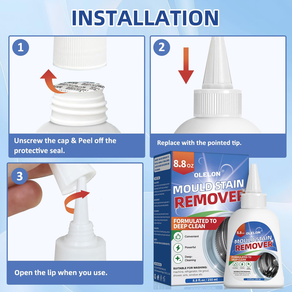 Home Stain Remover Gel Washing Machine Cleaner, Tile Grout Cleaner for Washer Cleaner, Wall, Sealant, Glass, Kitchen, Sinks (8 Fl Oz(Pack of 1))