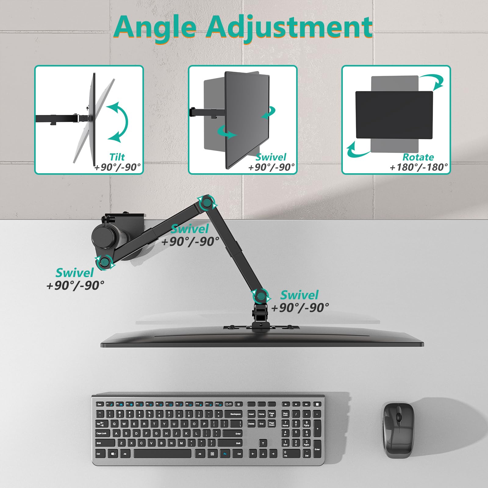 WALI Single Monitor Mount, Single Monitor Arm Desk Mount, Desk Monitors Stand, Holds Screen Up to 32inch, 10kg/22lbs, Adjustable Mount with C-CLAMP Designed for Home Office Application(M001), Black