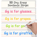 Godery 50 Pack Dry Erase Sentence Strips 16"X3" – Write and Wipe Away – Reusable Classroom Learning Tool for Your Standard Pocket Charts