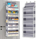 lazywoodpecker Over The Door Organizer Storage, Anti Tilt Hanging Door Organizer, with 5 Large Pockets 10 Mesh Side Pockets 44 lbs Weight Capacity, for Bathroom,Nursery (Grey, 5 Pockets)