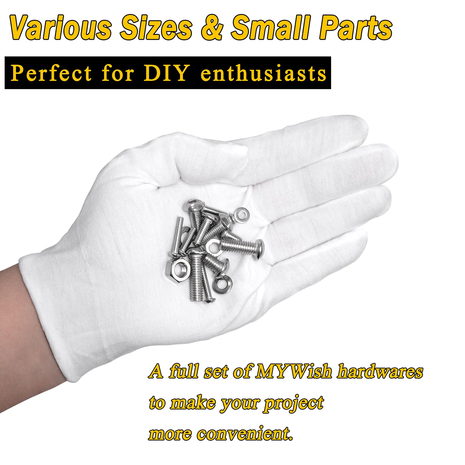Mywish 1290 Pieces M2 M3 M4 M5 Screw Nuts and Bolts Assortment Kit, Metric Screws 304 Stainless Steel Button Head Socket Cap Metric Screw Assortment with Flat Washers/Nuts/Hex Wrenches 16 Sizes