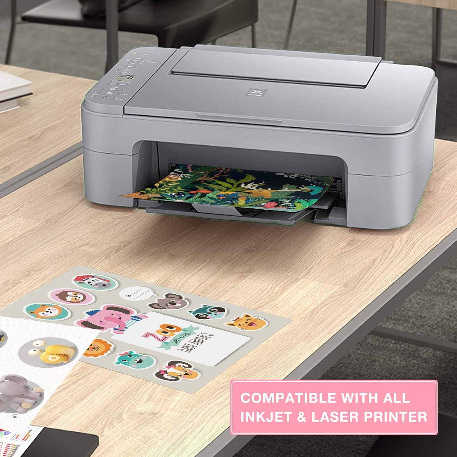 Printable Vinyl for Inkjet Printer - 55 Pack Matte White Printable Vinyl Sticker Paper Dries Quickly Vivid Colors, Holds Ink Well, Tear Resistant, Inkjet & Laser Printer by JANDJPACKAGING