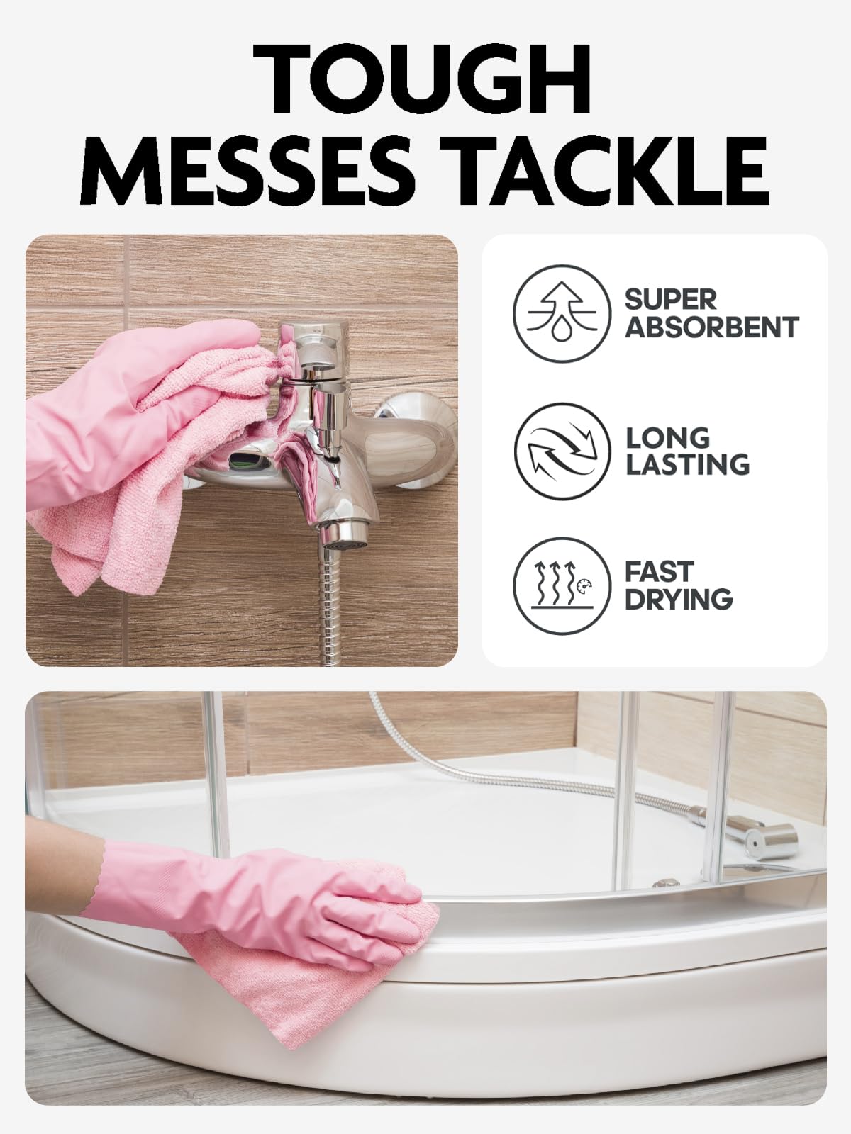 Fantasticlean Microfiber Cleaning Cloth Roll -75 Sheets, Tear Away Microfiber Towels, 30x30cm, Reusable, Washable, Scratch Free, Ultra Absorbent Dish Rags for Car, Home, Garage or Shop (Pink)