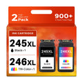 (2 Pack) 245XL 246XL Ink Cartridges Compatible Replacement for Canon 245 XL 246 XL PG-245 CL-246 Combo Pack Work with Pixma TR4520 TR4527 MG2522 MG2520 MX490 MX492 TS202 Printer (Black, Tri-Color)