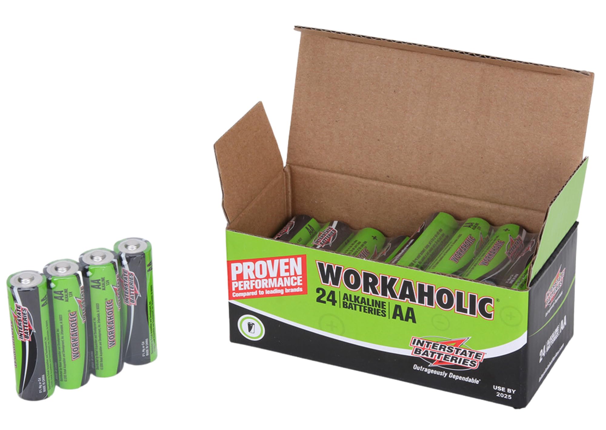 Interstate Batteries AA Alkaline Battery (24 Pack) All-Purpose 1.5V High Performance Batteries - Workaholic (DRY0070)