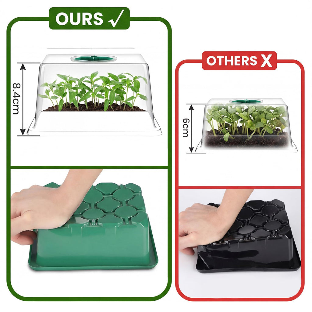 Verdenu Seed Starter Tray, 10 Pack 120 Cells Seed Starter Kit with Adjustable Humidity Dome, Upgrade Height Reusable Seed Starting Trays with Tools, Germination Kit for Seeds Starting