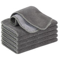 VIVOTE Microfiber Cleaning Cloths Washable Dishcloths with Polyester Mesh Scrubbing Edge Dishcloths, Kitchen Household Wipes Kitchen Dish Cloth,6pcs,20cmx20cm (Grey)