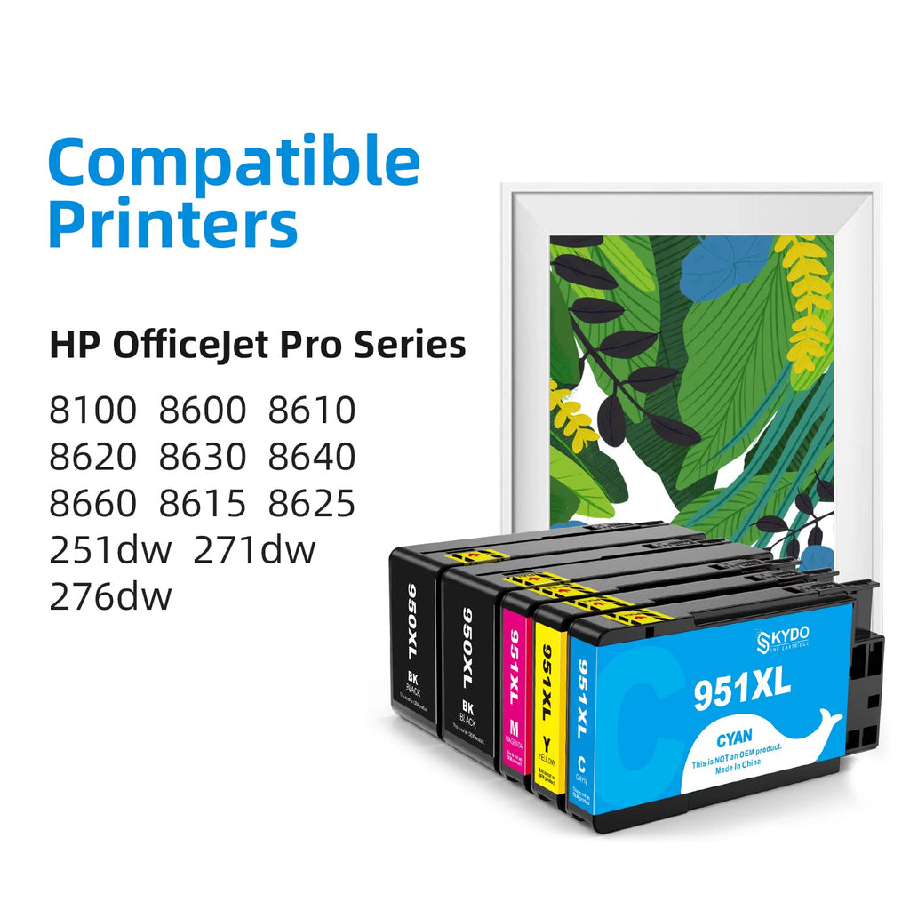 950XL 951XL Ink Cartridges Comb Pack, 5-Pack, 8600 Ink Cartridge, Replacement for HP 950 XL 951 XL Ink Cartridge, Work with OfficeJet Pro 8600 8610 8620 8100 8630 8660 8640 276DW 251DW Printer
